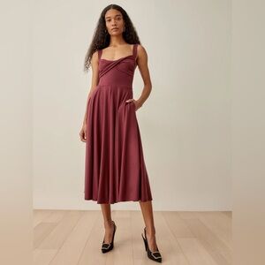 Reformation Ami Knit Dress, Color Plum, Size Medium